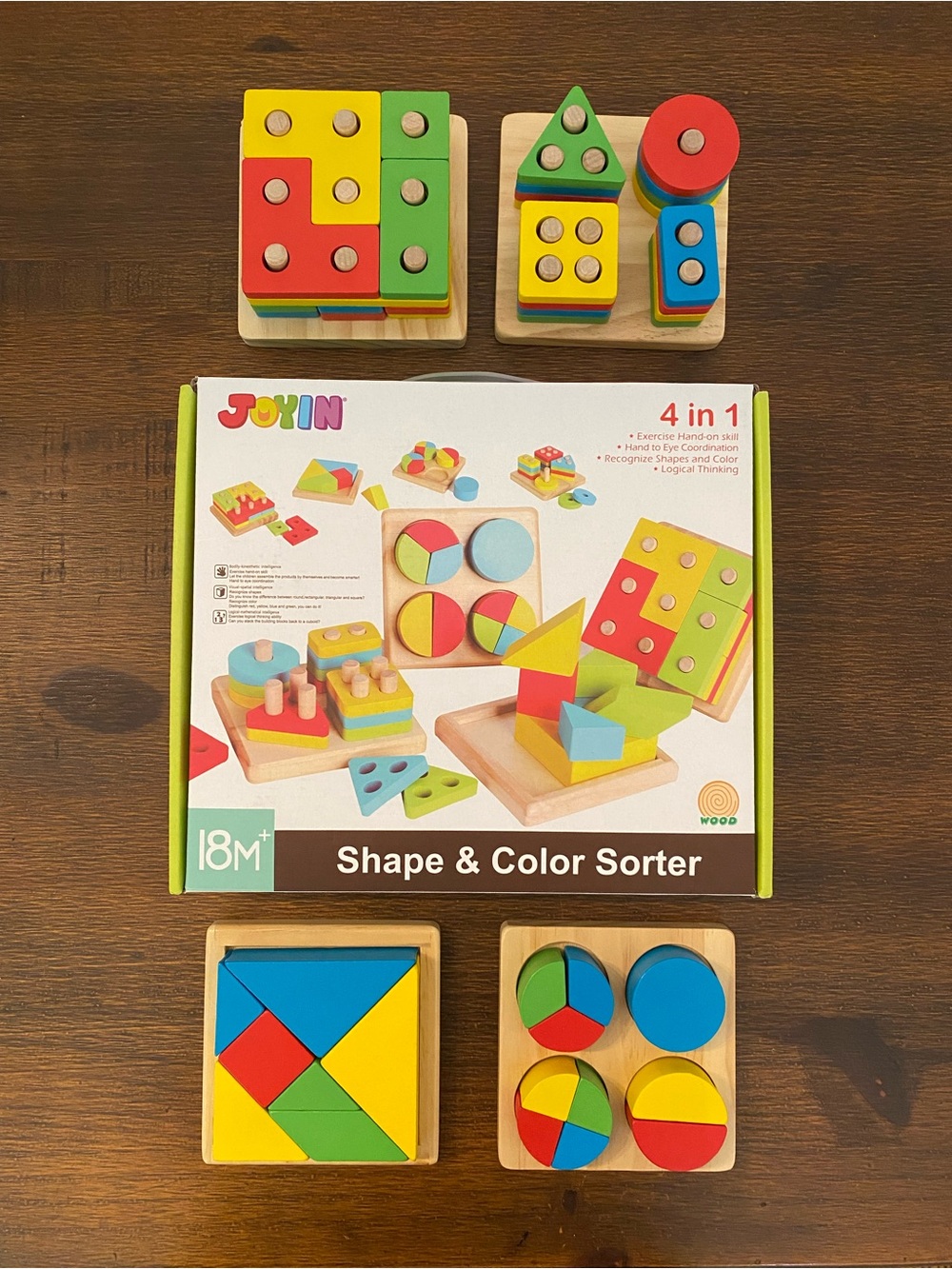 Wooden Shape & Color Sorter 4 in 1 Toy